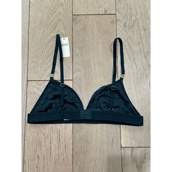 NWT Aerie Velvet Stripe Sexy Holiday Triangle Bralette Deep Forest Green Size S - Picture 5 of 6